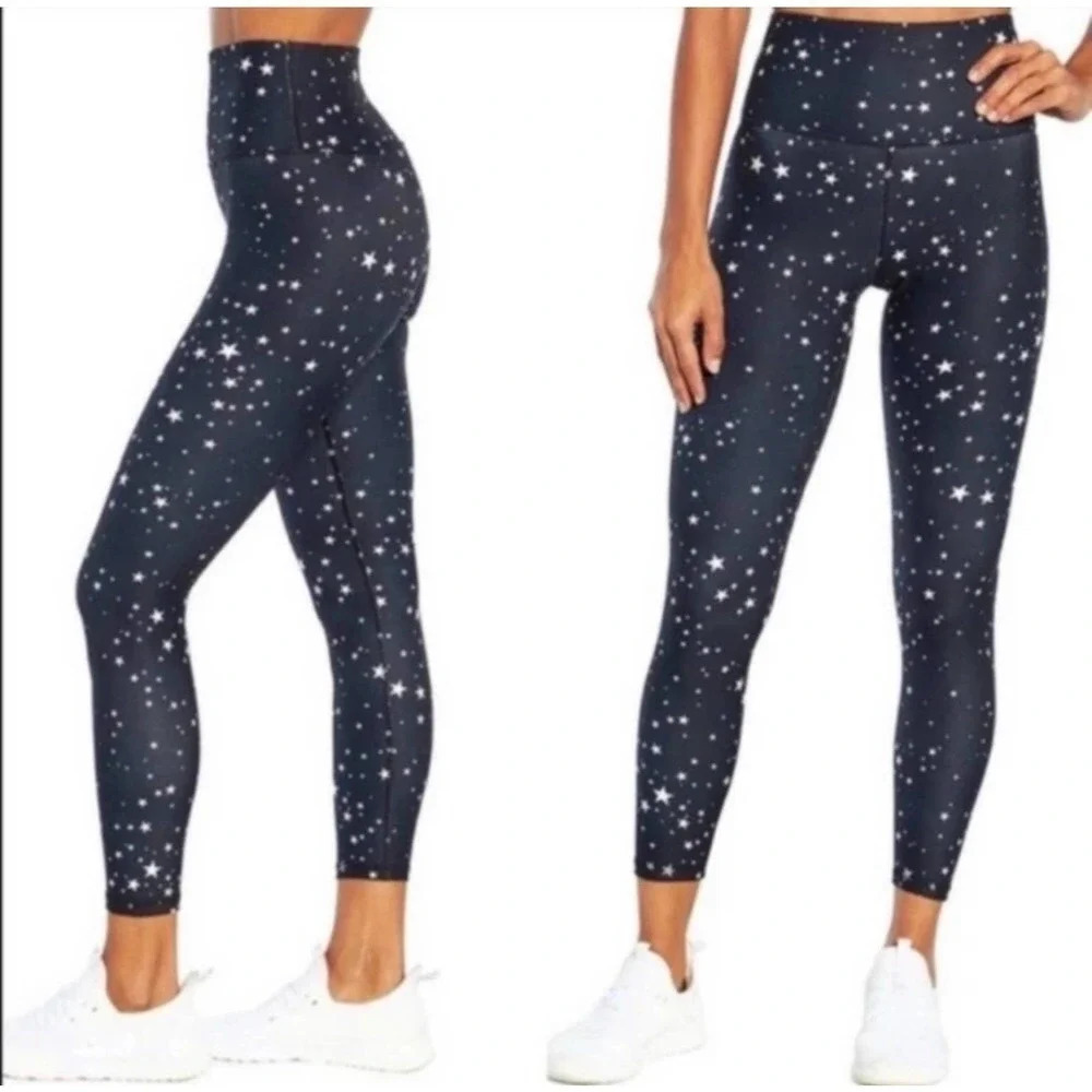 Wildfox Sweat Scattered Stars Print Black Leggings Small v6x